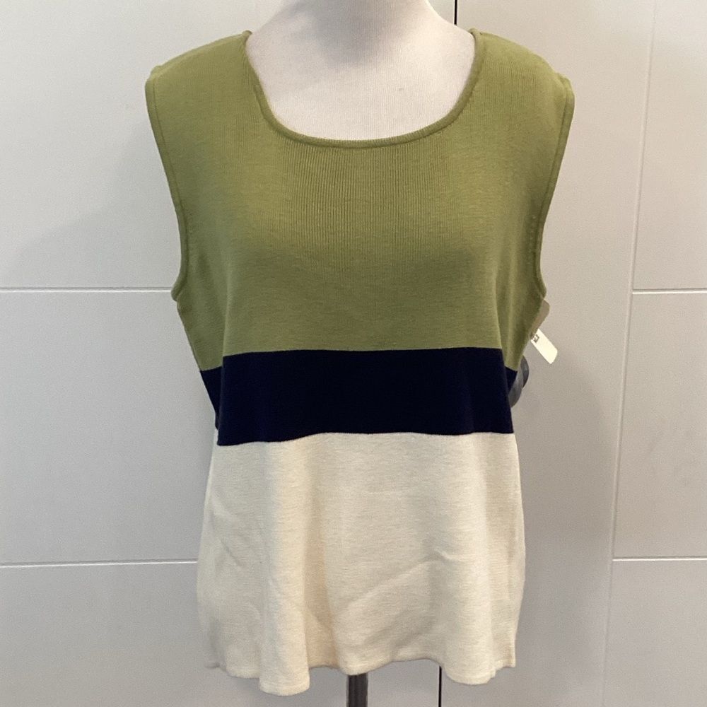 NWT Color Block Sleeveless Top - Olive, Navy, and Cream